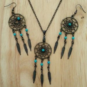 Bronze Turquoise Indian Dreamcatcher Jewelry Set